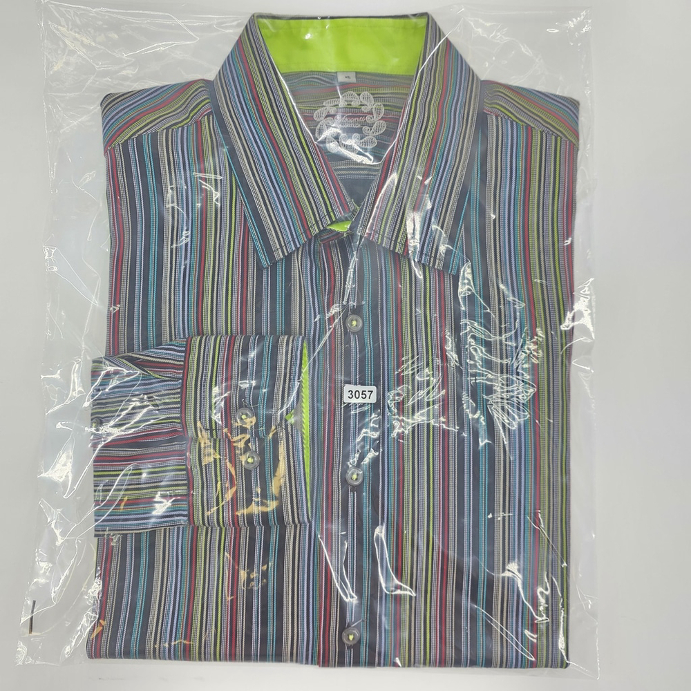 Modern Statement Visconti Dress Shirt Men’s XL Multicolor Stripe Date Night - Picture 13 of 13